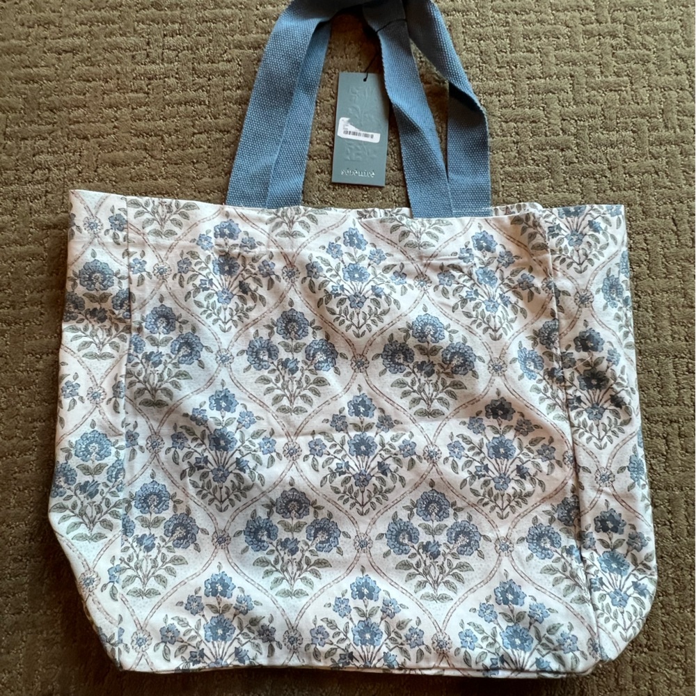 Floral Blue Tote Bag
